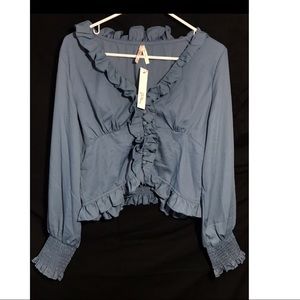 Blue Ruched Top